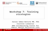 Institut Català d’Oncologia Workshop 7: Training strategies Xavier Gómez-Batiste MD, PhD Cristina Lasmarias WHO Collaborating Center for Public Health.