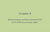Chapter 8 Biotechnology and Recombinant DNA CH 8 MMB due Sunday night!