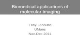 Biomedical applications of molecular imaging Tony Lahoutte UMons Nov-Dec 2011