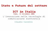 Stato e Futuro del settore ICT in Italia Roma, 13 dicembre 2005 Claudio Carrelli L’innovazione nelle tecnologie di comunicazione elettronica.
