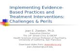 Implementing Evidence-Based Practices and Treatment Interventions: Challenges & Perils Joan E. Zweben, Ph.D. Executive Director The 14 th Street Clinic.