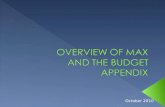 October 2010.  Accounts  MAX database  FACTS II (PY) data  Budget Appendix 2.