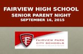 FAIRVIEW HIGH SCHOOL SENIOR PARENT NIGHT SEPTEMBER 16, 2015.