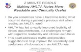 AMEDD AHLTA Program Office “Enhancing The Excellence of Military Health Care” 2 MINUTE PEARLS Making AHLTA Notes More Readable and Clinically Useful Do.