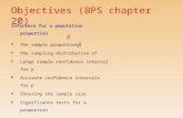 Objectives (BPS chapter 20) Inference for a population proportion  The sample proportion  The sampling distribution of  Large sample confidence interval.