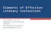 Elements of Effective Literacy Instruction Kim Bowen (9-12) Capital Area Writing Project NC State University bowenkc@gmail.com.