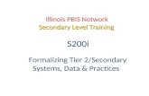 Secondary Level Training Illinois PBIS Network Secondary Level Training S200i Formalizing Tier 2/Secondary Systems, Data & Practices.