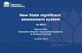 New State significant assessment system for EPLA Marcus Ray Executive Director Assessment Systems & General Counsel October 2011.