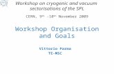 Workshop on cryogenic and vacuum sectorisations of the SPL CERN, 9 th -10 th November 2009 Workshop Organisation and Goals Vittorio Parma TE-MSC.