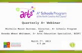 Quarterly A+ Webinar Michelle Mazan Burrows, Director, A+ Schools Program and Brenda Wheat Whiteman, A+ Arts Education Specialist, NCDPI March 7 th, 2013.