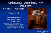 Copyright © 2008 Allyn & Bacon Criminal Justice, 4 th Edition by Jay S. Albanese Chapter 1 Perspectives On Criminal Justice This multimedia product and.