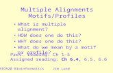 Multiple Alignments Motifs/Profiles What is multiple alignment? HOW does one do this? WHY does one do this? What do we mean by a motif or profile? BIO520.