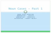 NOUN CASES OVERVIEW NOMINATIVE – SUBJECT NOMINATIVE – PREDICATE ACCUSATIVE – DIRECT OBJECT Noun Cases – Part 1.