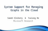 System Support for Managing Graphs in the Cloud Sameh Elnikety & Yuxiong He Microsoft Research.