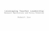 Leveraging Teacher Leadership Research Implications and Policy Potential Robert Sox.