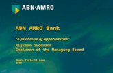 ABN AMRO Bank “A full house of opportunities” Rijkman Groenink Chairman of the Managing Board Monte Carlo,10 June 2004.