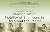 Harmonization Mobility of Engineers in Asia and the Pacific ER. TAN SENG CHUAN Past President, The Institution of Engineers, Singapore Immediate Past President,