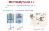 Thermodynamics … the study of how thermal energy can do work Thermal energy … can produce useful work work can produce … Thermal energy.