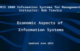 Economic Aspects of Information Systems Updated June 2015 MIS 2000 Information Systems for Management Instructor: Bob Travica.