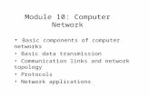 Module 10: Computer Network Basic components of computer networks Basic data transmission Communication links and network topology Protocols Network applications.