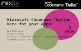 Microsoft Codename “Dallas” Data for your Apps! Moe Khosravy Group Manager Microsoft Codename “Dallas” (Microsoft.com/Dallas)Microsoft.com/Dallas MoeK@Microsoft.com.