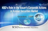 Korea Securities Depository October, 2009. Contents 1. About KSD 2. Scope of Business 3. Corporate Action in Korea.