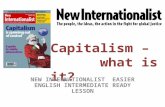 Capitalism – what is it? NEW INTERNATIONALIST EASIER ENGLISH INTERMEDIATE READY LESSON.