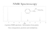 NMR Spectroscopy A proton NMR spectrum. Information from peaks: Size (integration), position and multiplicity.
