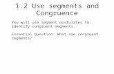 1.2 Use segments and Congruence You will use segment postulates to identify congruent segments. Essential Question: What are congruent segments?