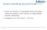 Gastric Banding Journal Club Goal: to review 4 important and clinically relevant papers from 2010 on Adjustable Gastric Banding 4 papers x 4 min each =