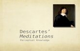 Descartes’ Meditations Perceptual Knowledge. The Goal Descartes wanted certainty. How can we know, for sure, that science is on a sure footing? How do.