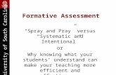 University of South Carolina Formative Assessment “Spray and Pray” versus “Systematic and Intentional” or Why knowing what your students’ understand can.