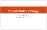 Honors Biology Chapter 2.1 – 2.7 Population Ecology.