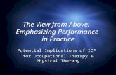 The View from Above: Emphasizing Performance in Practice Potential Implications of ICF for Occupational Therapy & Physical Therapy Potential Implications.