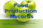 2012-2013 Food Production Records Florida Department of Agriculture and Consumer Services – Division of Food, Nutrition and Wellness.
