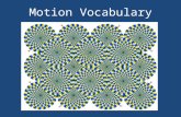 Motion Vocabulary. The act or process of changing position or place. 1.