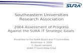 Southeastern Universities Research Association 2004 Assessment of Progress Against the SURA IT Strategic Goals Presented to the SURA Board and IT Committee.
