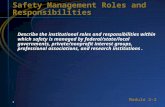 Module 2-2 0 Safety Management Roles and Responsibilities Describe the institutional roles and responsibilities within which safety is managed by federal/state/local.