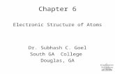 Electronic Structure of Atoms Chapter 6 Electronic Structure of Atoms Dr. Subhash C. Goel South GA College Douglas, GA.