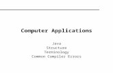 1 Computer Applications Java Structure Terminology Common Compiler Errors.