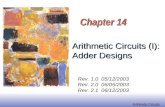 EE141 Arithmetic Circuits 1 Chapter 14 Arithmetic Circuits (I): Adder Designs Rev. 1.0 05/12/2003 Rev. 2.0 06/05/2003 Rev. 2.1 06/12/2003.