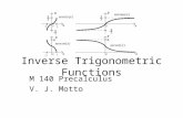 Inverse Trigonometric Functions M 140 Precalculus V. J. Motto.