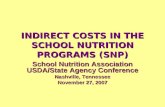 INDIRECT COSTS IN THE SCHOOL NUTRITION PROGRAMS (SNP) School Nutrition Association USDA/State Agency Conference Nashville, Tennessee November 27, 2007.