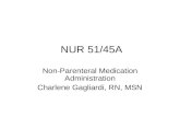 NUR 51/45A Non-Parenteral Medication Administration Charlene Gagliardi, RN, MSN.