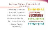 Lecture Slides- Essentials of Sociology Anthony Giddens Mitchell Duneier Richard Appelbaum Slides created by Dr. Huei-Hsia Wu Boise State University.