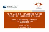 WHAT ARE THE CHALLENGES FACING WOMEN IN ENGINEERING TODAY? Women in Engineering Conference 9 – 10 November 2010 MULDERSDRIFT Hannelie Nel 9 November 2010.