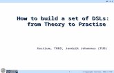WP 3.3 © Copyright Xactium, TUBS & TUD 2008 - 1 - How to build a set of DSLs: from Theory to Practise Xactium, TUBS, Jendrik Johannes (TUD)