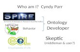 Who am I? Cyndy Parr Ontology Developer Skeptic (middleman & user?) Behavior Semantic Prototypes in Research Ecoinformatics.