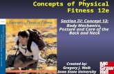 Presentation Package for Concepts of Physical Fitness 12e Section IV: Concept 13: Body Mechanics, Posture and Care of the Back and Neck Created by: Gregory.
