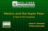 Mexico and the Super Peso A Tale of Two Surprises Jorge G. Gonzalez Trinity University International Business Forum.